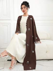 Al Najma 撞色饰边、刺绣、碎花、系带和服罩衫