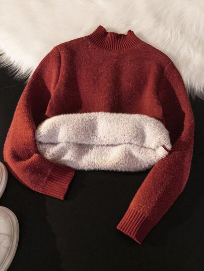 SHEIN 青少年男童百搭纯色休闲日常套头毛衣