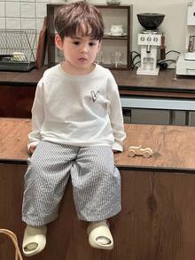 Hapijoa 2件套男婴休闲印花短袖T恤和条纹宽松裤睡衣套装，秋季男婴印花衬衫 - 白色 - 查看 6