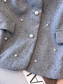 GlowEve CURVE 大码羊毛背心，荷叶边领，珍珠装饰，时尚通勤复古优雅简约无袖夹克