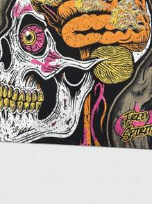 ROMWE MEN Street Life Men's Round Neck Short Sleeve Skull Print Casual Top Tee - Black - View 5