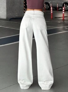 WOMEN LOW WAIST EVERYDAY CASUAL JEAN WHITE JEAN - White - View 2
