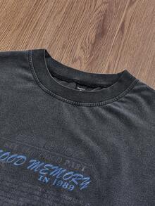 SWAVVY 男士针织休闲宽松字母图案拼色都市长袖T恤，英文图案印花拼接设计，开学季，夏季