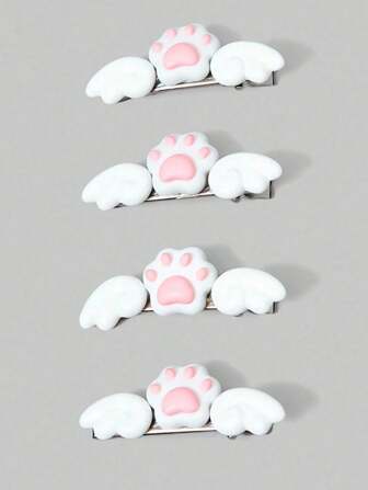 Kawaii 4 pezzi Fermagli per capelli con graziose ali di gatto, dimensione media, fermagli per capelli con artiglio di gatto fatti a mano in stile Lolita, accessori per capelli versatili, eleganti e dolci in stile cartoni animati