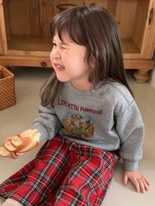 DAZY Toddler Girls' Cartoon Print Crew Neck Long Sleeve Sweatshirt, Spring/Autumn - Grey - View 4