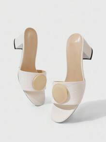 Sleekvia Middle Eastern Style Versatile Peep Toe Chunky Heel Sandals, Commuter & Vacation Chic Roman High Heels For Women - White - View 9