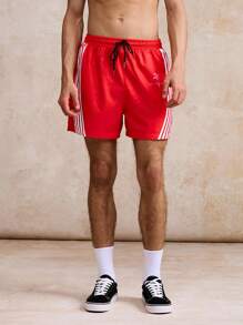 Surfspeed 男士条纹休闲沙滩短裤 - 紅色 - 查看 3