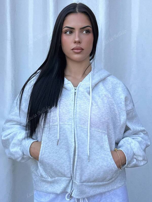 Lucia Bellido Double Zip Through Hoodie Long Sleeve Tops