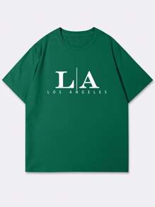 Manfinity Homme 男士夏季字母印花圆领宽松休闲T恤