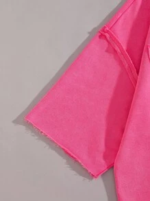 ROMWE MEN Street Life 男士做旧印花圆领短袖T恤 - 玫紅色 - 查看 4