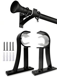 2 pièces Supports de tringle à rideaux réglables, crochets de rideau 20-28 mm en alliage d'aluminium robuste. Support de tige de fixation avec vis pour rideaux ou armoire (noir). Cadeaux d'anniversaire et de remise des diplômes