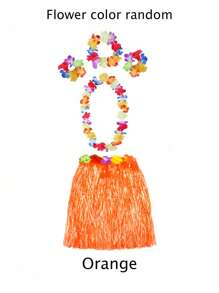 1 套可调节尺寸轻质透气耐用自然色热带印花夏威夷草裙，夏威夷派对，海滩庆祝夏季节日草裙舞主题服装多种颜色可选 - 彩色 - 查看 11