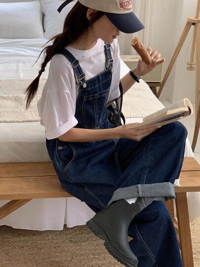 DAZY Teen Girls' Casual Versatile Everyday & Travel Denim Jumpsuit With Pockets