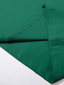 Manfinity EMRG Camiseta casual de verano para hombres con cuello redondo y estampado de letras, de corte holgado - Verde Oscuro - Ver 6
