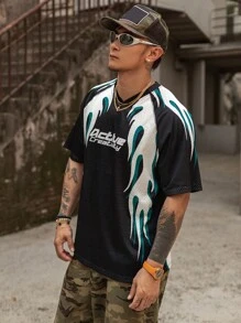 DAZY Camiseta de hombre de estampado multicolor con gráfico de fuegos artificiales y texto de verano - Multicolor - Ver 6