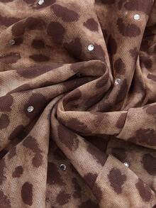 ROMWE Avant Y2K Vintage Leopard Print Ruffle Hem Women Dress - Brown - View 4