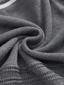 ROMWE J-Fashion Áo len dệt kim cổ trễ vai đa năng cho nữ mùa thu đông - Xám - Xem 4