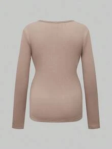 Modmama 3件套孕妇上衣秋季服装孕妇纯色V领长袖休闲百搭T恤秋季连衣裙可爱上衣长袖秋冬服装孕妇上衣孕妇衬衫女士长袖上衣孕妇长袖上衣冬季孕妇上衣 - 彩色 - 查看 6