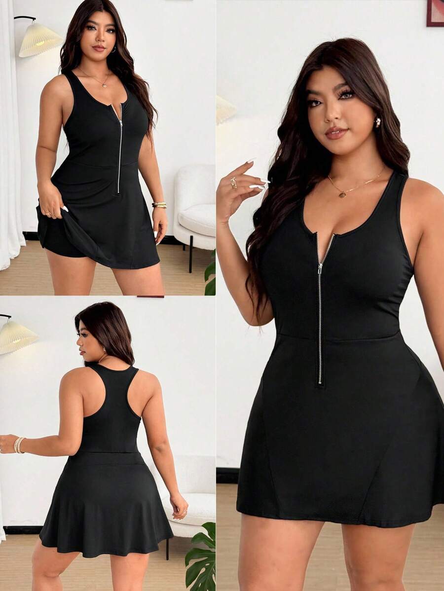SHEIN MOOSTA Black Anti-Chafing Sports Unitard - Black - View 1