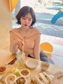 DAZY 女士 V 领开衫毛衣，短款宽松柔软针织套头衫，秋冬秋季女装 - 粉色 - 查看 6