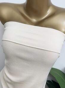 INAWLY Women's Fashion Casual Simple Sexy Bandeau Top - White - View 4