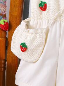 Souflis Souflis 星空图案可爱草莓吊带连体裤，乡村风少女休闲斜挎包，适合日常穿着，夏季 - 杏色 - 查看 6