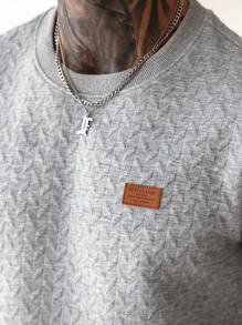 Manfinity Homme 男士夏季提花罗纹领短袖 T 恤，送给男朋友或丈夫的精美礼物，非常适合夏季日常休闲穿着，适合海边度假，时尚百搭的单品灰色纹理 T 恤男士灰色 T 恤男士短袖上衣灰色针织上衣纹理 T 恤 - 灰色 - 查看 7