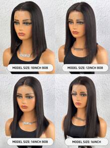 Transparent Lace Straight 13 X 4 Lace Front  Wig 150% Density Human Hair Wigs 28 Inch Natural Black High Temperature For Women