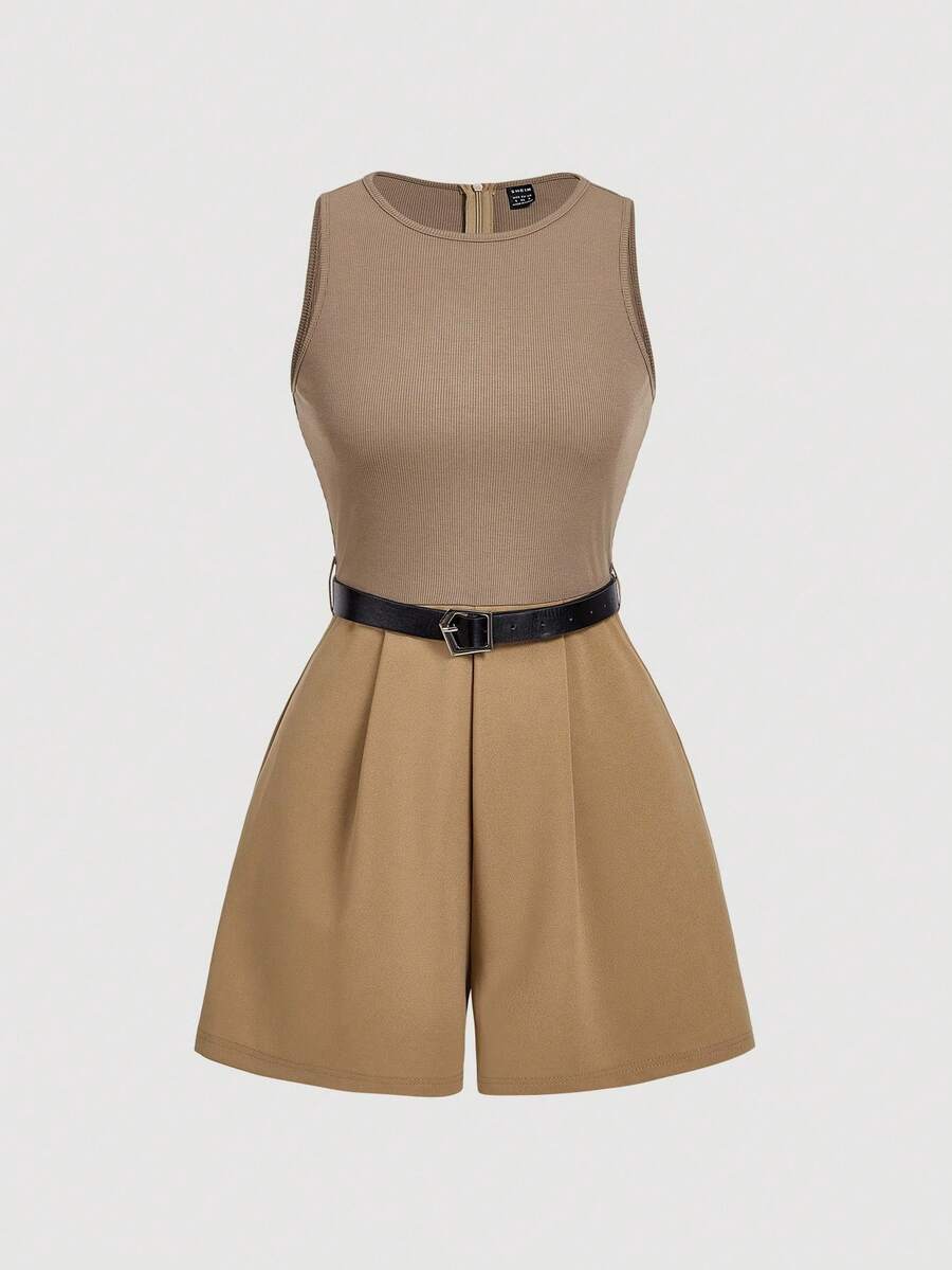 SHEIN MOD Mono de tirantes vintage negro de los 70 con cinturón a juego - Perfecto para el estilo de dinero antiguo, atuendos para ir al trabajo, estilo universitario, ropa casual, atuendo occidental, ropa de oficina y atuendos para el aeropuerto