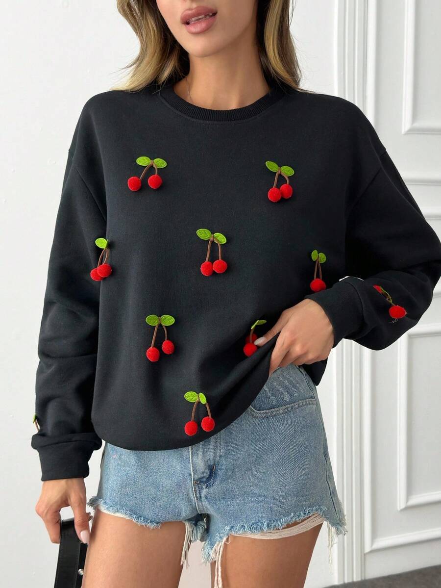 EURMUSE 樱桃刺绣卫衣——甜美时尚。俏皮樱桃细节卫衣——舒适又不失可爱。可爱樱桃图案卫衣——清新柔美。柔软樱桃点缀卫衣——日常魅力。可爱樱桃卫衣——趣味与舒适的完美结合。 - 彩色 - 查看 1