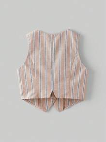 Ontre 两件套少女条纹上衣和短裤套装 - 卡其色 - 查看 8