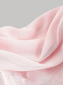 SHEIN MOD Đầm nữ cỡ lớn màu trơn xếp ly, viền bèo nhún, vạt bất đối xứng, đầm hai dây màu hồng nhạt, trang phục Valentine, trang phục mùa xuân cho nữ, trang phục dự tiệc độc thân, đầm hè, trang phục mùa xuân - Màu Hồng baby - Xem 4