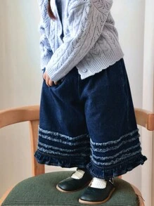 Dazy Kids Baby Mädchen Lässig Weite Beine Lose Gerade Bein Jeans, Kleinkind Herbstkleidung