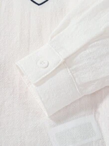 SHEIN Explorewe Áo sơ mi trắng cho bé trai năm 2025, kiểu dáng học đường và thể thao sành điệu cho mùa thu/đông. - trắng - Xem 6