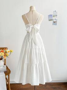 Soleia Váy midi không tay dáng suông xẻ tà màu trơn dành cho nữ, thời trang mùa hè - trắng - Xem 2