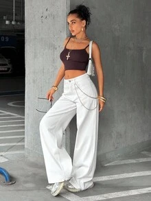 WOMEN LOW WAIST EVERYDAY CASUAL JEAN WHITE JEAN - White - View 3