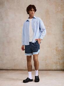 Surfspeed Shorts casuales de playa a rayas para hombres - Multicolor - Ver 5