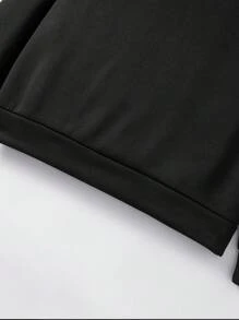 ROMWE MEN Street Life Men's Black Crew Neck Pullover Sweatshirt, Comfortable Racing Pattern Print - Black - View 4