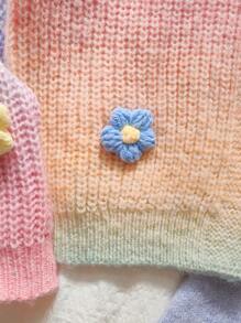 SHEIN 青少年女孩手工钩针花卉渐变开衫，甜美，适合返校、派对、万圣节 - 彩色 - 查看 6