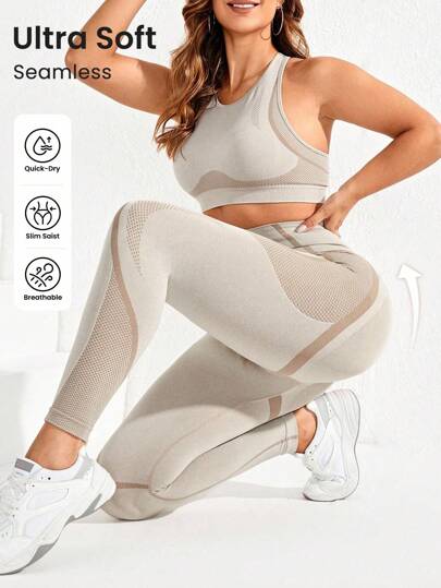 Rhythm Era Plus Size Dam Kort Linne Och Leggings Sport Set