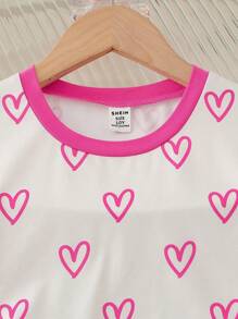 Tween Girls Fashion Set:Cute White Heart Print Short Sleeve Top+Pleated Mini Skirt,Summer Country Kids Clothes,Teen School Uniform Concert Outfits - Multicolor - View 3