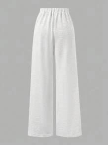 Drawstring Hem Wide Leg Straight Casual Pants Fall Winter