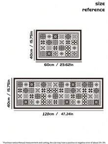SHEIN 1 Tấm thảm bếp bằng gel silica có họa tiết, thảm cao su mềm mại với thiết kế sang trọng và thời trang, chống sốc và chống mỏi, có khả năng thấm hút nước, nhanh khô, chống trơn trượt và dễ dàng vệ sinh. Thích hợp cho nhà bếp, phòng tắm, lối vào, phòng giặt và các nơi khác. Trang trí phòng - Đen và trắng - Xem 5
