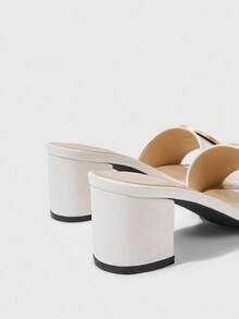 Sleekvia Middle Eastern Style Versatile Peep Toe Chunky Heel Sandals, Commuter & Vacation Chic Roman High Heels For Women - White - View 8