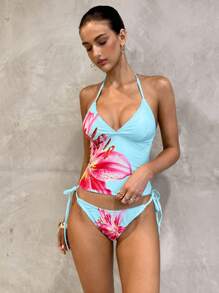Swim Glamine Bộ bikini kẻ caro anh đào ngọt ngào mùa hè - Màu xanh lam - Xem 3