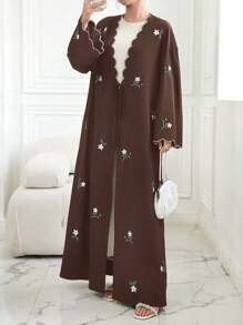 Al Najma 撞色饰边、刺绣、碎花、系带和服罩衫