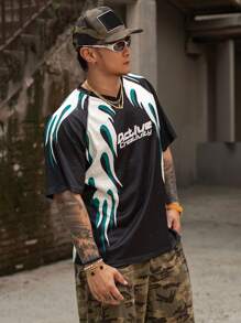 DAZY Camiseta de hombre de estampado multicolor con gráfico de fuegos artificiales y texto de verano - Multicolor - Ver 1