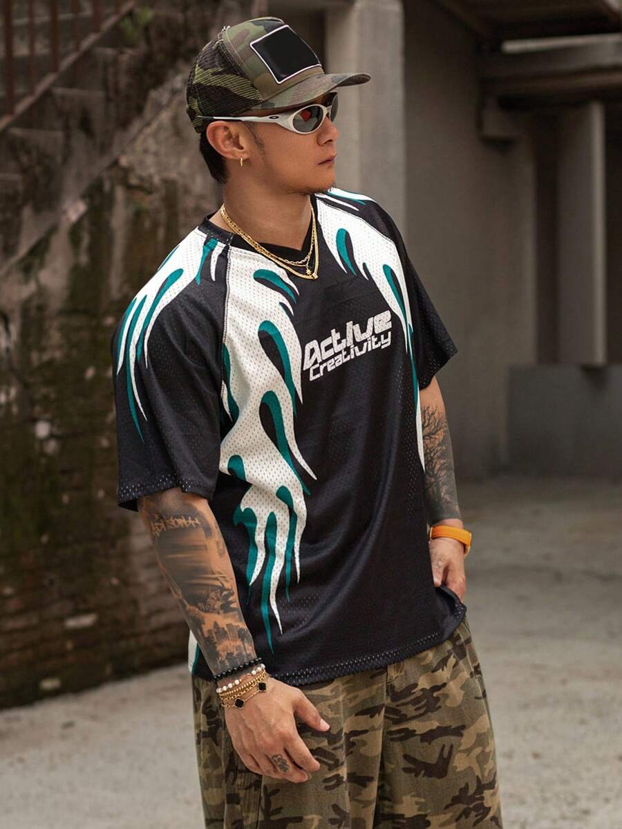 DAZY Camiseta de hombre de estampado multicolor con gráfico de fuegos artificiales y texto de verano - Multicolor - Ver 1
