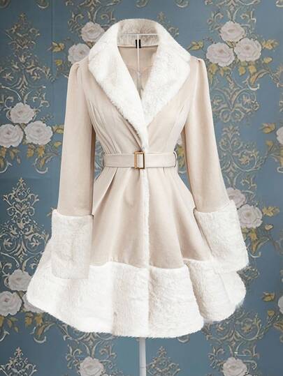 Sunspun 大码女式毛绒翻领长袖休闲外套 秋冬款