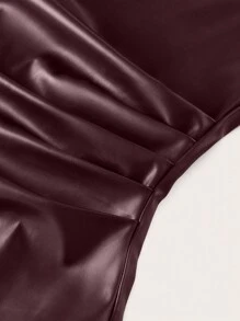 Siren Gaze 女士休闲时尚90年代街拍春秋季纯色褶皱领PU背心无袖上衣外出上衣秋季女上衣